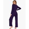 GYS Women’s Bamboo Viscose Pajama Set Long Sleeve Lace Trim Sleepwear with Pockets(C – Deep Purple)