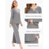 GYS Women’s Bamboo Viscose Pajama Set Long Sleeve Lace Trim Sleepwear with Pockets(C – Heather Grey)
