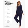 GYS Women’s Bamboo Viscose Pajama Set Long Sleeve Lace Trim Sleepwear with Pockets(C – Navy)