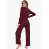 GYS Women’s Bamboo Viscose Pajama Set Long Sleeve Lace Trim Sleepwear with Pockets(C – Wine)
