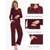 GYS Women’s Bamboo Viscose Pajama Set Long Sleeve Lace Trim Sleepwear with Pockets(C – Wine)
