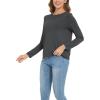 GYS Womens Long Sleeve Tops Soft Bamboo Viscose Pajama Tops(Style B – Charcoal)