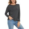 GYS Womens Long Sleeve Tops Soft Bamboo Viscose Pajama Tops(Style B – Charcoal)