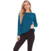 GYS Womens Long Sleeve Tops Soft Bamboo Viscose Pajama Tops(Style B – Teal Blue)