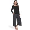 GYS Womens Long Sleeve Tops Soft Bamboo Viscose Pajama Tops(Style a – Black)