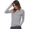 GYS Womens Long Sleeve Tops Soft Bamboo Viscose Pajama Tops(Style a – Heather Grey)