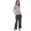 GYS Womens Long Sleeve Tops Soft Bamboo Viscose Pajama Tops(Style a – Heather Grey)