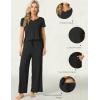 LazyCozy Women’s Bamboo Viscose Pajama Set – Short Sleeve and Long Pants for Cooling, Comfortable Sleep and Lounge(Black)