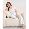 LazyCozy Women’s Bamboo Viscose Pajama Set – Short Sleeve and Long Pants for Cooling, Comfortable Sleep and Lounge(Blue Stripe)