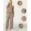 LazyCozy Women’s Bamboo Viscose Pajama Set – Short Sleeve and Long Pants for Cooling, Comfortable Sleep and Lounge(Camel)