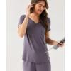 LazyCozy Women’s Bamboo Viscose Pajama Set – Short Sleeve and Long Pants for Cooling, Comfortable Sleep and Lounge(Dark Grey)