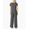 LazyCozy Women’s Bamboo Viscose Pajama Set – Short Sleeve and Long Pants for Cooling, Comfortable Sleep and Lounge(Dark Heather Grey)