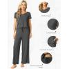 LazyCozy Women’s Bamboo Viscose Pajama Set – Short Sleeve and Long Pants for Cooling, Comfortable Sleep and Lounge(Dark Heather Grey)