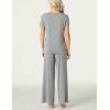 LazyCozy Women’s Bamboo Viscose Pajama Set – Short Sleeve and Long Pants for Cooling, Comfortable Sleep and Lounge(Heather Grey)