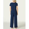 LazyCozy Women’s Bamboo Viscose Pajama Set – Short Sleeve and Long Pants for Cooling, Comfortable Sleep and Lounge(Navy)