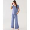 LazyCozy Women’s Bamboo Viscose Pajama Set – Short Sleeve and Long Pants for Cooling, Comfortable Sleep and Lounge(Sky Blue)