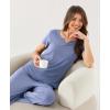 LazyCozy Women’s Bamboo Viscose Pajama Set – Short Sleeve and Long Pants for Cooling, Comfortable Sleep and Lounge(Sky Blue)