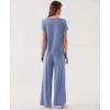 LazyCozy Women’s Bamboo Viscose Pajama Set – Short Sleeve and Long Pants for Cooling, Comfortable Sleep and Lounge(Sky Blue)