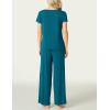 LazyCozy Women’s Bamboo Viscose Pajama Set – Short Sleeve and Long Pants for Cooling, Comfortable Sleep and Lounge(Teal Blue)