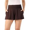 GYS Bamboo Viscose Micro Shorts for Women, Soft Lightweight Pajama Shorts, Smocked High Waist Mini Lounge Pants(Dark Brown)
