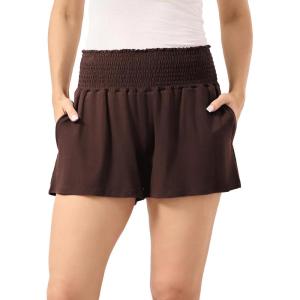 GYS Bamboo Viscose Micro Shorts for Women, Soft Lightweight Pajama Shorts, Smocked High Waist Mini Lounge Pants(Dark Brown)
