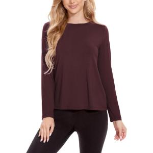 GYS Womens Long Sleeve Tops Soft Bamboo Viscose Pajama Tops(Style B – Ficus Red)
