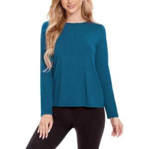 GYS Womens Long Sleeve Tops Soft Bamboo Viscose Pajama Tops(Style B – Teal Blue)