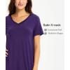 GYS Womens Bamboo Viscose Nightgown, Silky Soft Lightweight Short Sleeve Sleep Dress with Satin V-Neck for Hot Sleepers(Purple)
