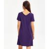 GYS Womens Bamboo Viscose Nightgown, Silky Soft Lightweight Short Sleeve Sleep Dress with Satin V-Neck for Hot Sleepers(Purple)