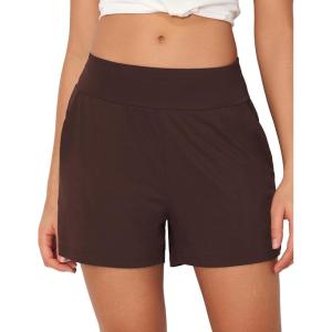GYS Bamboo Viscose Pajama Shorts for Women, Casual Micro Mini Lounge Shorts, Soft Comfy Sleep Bottoms(Dark Brown)