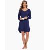 GYS Bamboo Viscose Women’s Nightgowns Soft and Comfy V-Neck Long Sleeve Sleepwear(Navy)