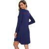 GYS Bamboo Viscose Women’s Nightgowns Soft and Comfy V-Neck Long Sleeve Sleepwear(Navy)