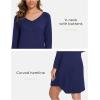 GYS Bamboo Viscose Women’s Nightgowns Soft and Comfy V-Neck Long Sleeve Sleepwear(Navy)