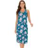 GYS Women’s Bamboo Viscose Nightgown Soft Sleeveless Sleepshirt Summer Racerback Tank Sleep Dress(Teal Blue Peony)