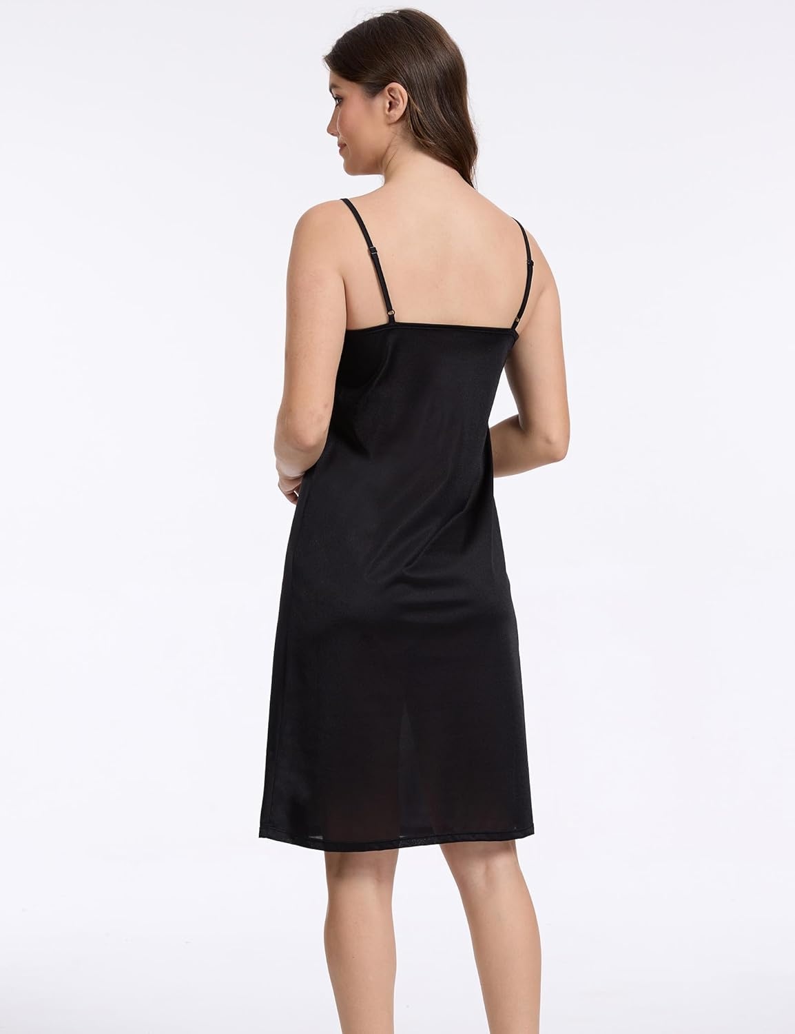 imageGYS Full Slip for Women Under Dress Non Cling AntiStatic Adjustable Spaghetti Strap Basic Cami Slip Dress Black Medium