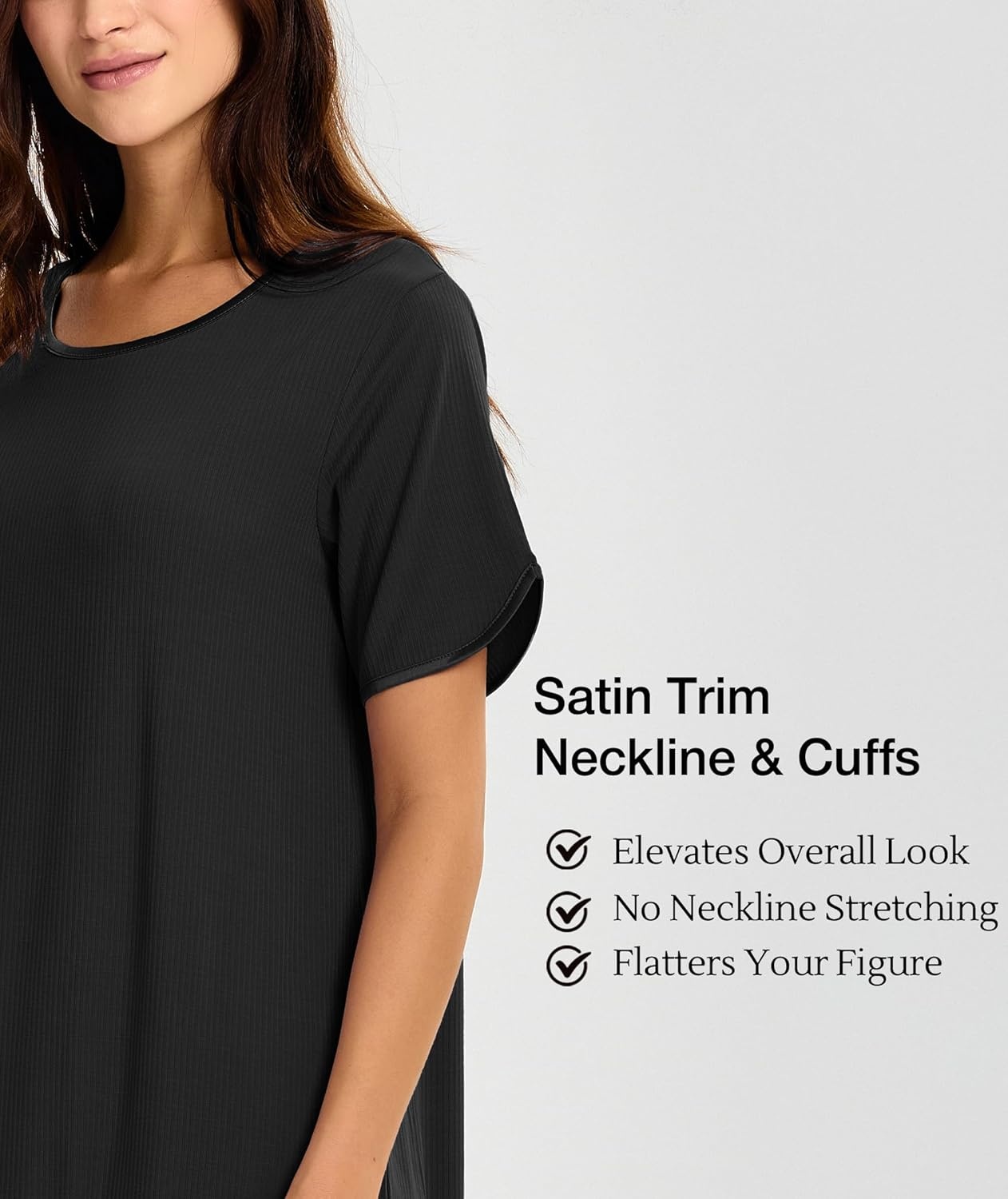 image:imageGYS Bamboo Viscose Nightgowns for Women Summer Cooling Night Shirts for Hot Sleepers Silky Soft Sleep DressBlack