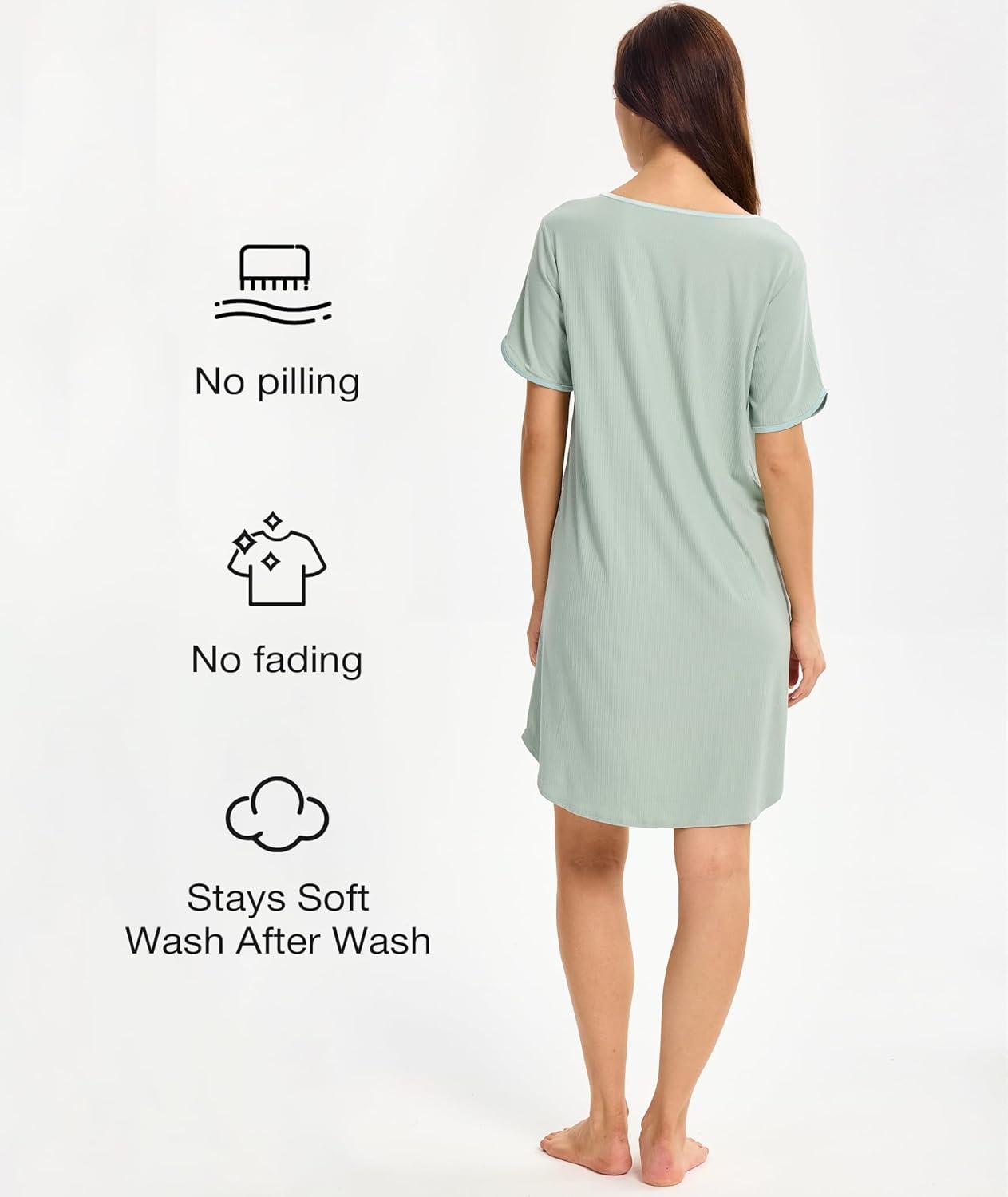 image:imageGYS Bamboo Viscose Nightgowns for Women Summer Cooling Night Shirts for Hot Sleepers Silky Soft Sleep DressMint Green