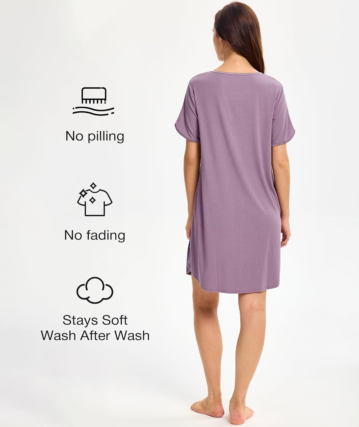image:imageGYS Bamboo Viscose Nightgowns for Women Summer Cooling Night Shirts for Hot Sleepers Silky Soft Sleep DressPurple