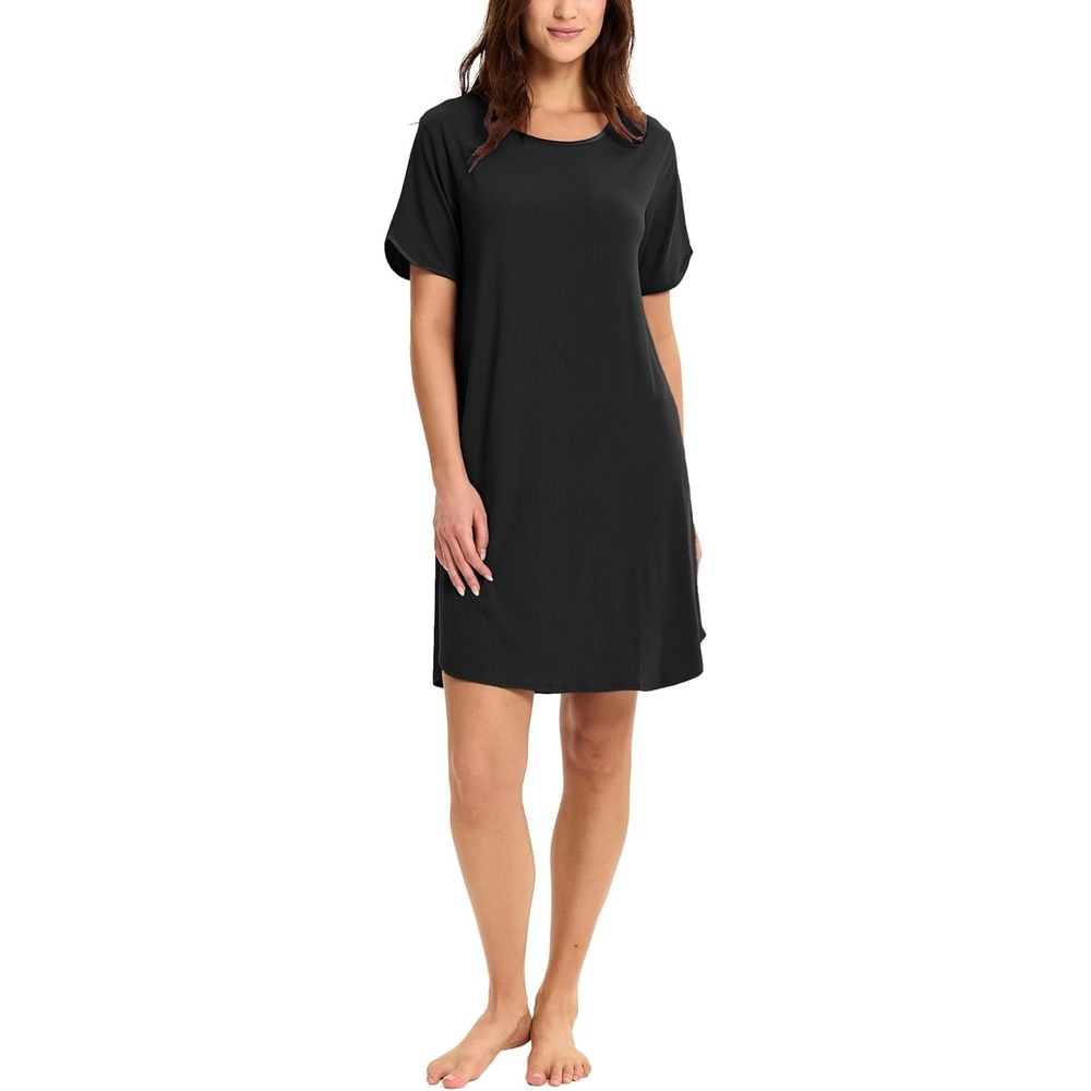 image:imageGYS Bamboo Viscose Nightgowns for Women Summer Cooling Night Shirts for Hot Sleepers Silky Soft Sleep DressBlack