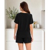 GYS Bamboo Viscose Cooling Pajamas for Women, Summer Silky Soft Pajama Shorts Set Comfy Matching Pjs Sets(Black)