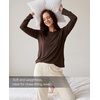 GYS Bamboo Viscose Pajama Tops for Women Long Sleeve Tees Crew Neck Sleep Shirt(Dark Brown)