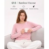 GYS Bamboo Viscose Pajama Tops for Women Long Sleeve Tees Crew Neck Sleep Shirt(Dusky Pink)