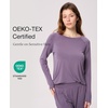 GYS Bamboo Viscose Pajama Tops for Women Long Sleeve Tees Crew Neck Sleep Shirt(Lilac Gray 5)
