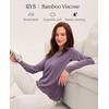 GYS Bamboo Viscose Pajama Tops for Women Long Sleeve Tees Crew Neck Sleep Shirt(Lilac Gray 5)