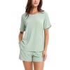 GYS Bamboo Viscose Cooling Pajamas for Women, Summer Silky Soft Pajama Shorts Set Comfy Matching Pjs Sets(Mint Green​)