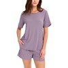 GYS Bamboo Viscose Cooling Pajamas for Women, Summer Silky Soft Pajama Shorts Set Comfy Matching Pjs Sets(Purple)