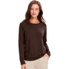 GYS Bamboo Viscose Pajama Tops for Women Long Sleeve Tees Crew Neck Sleep Shirt(Dark Brown)