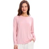 GYS Bamboo Viscose Pajama Tops for Women Long Sleeve Tees Crew Neck Sleep Shirt(Dusky Pink)