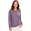 GYS Bamboo Viscose Pajama Tops for Women Long Sleeve Tees Crew Neck Sleep Shirt(Lilac Gray 5)