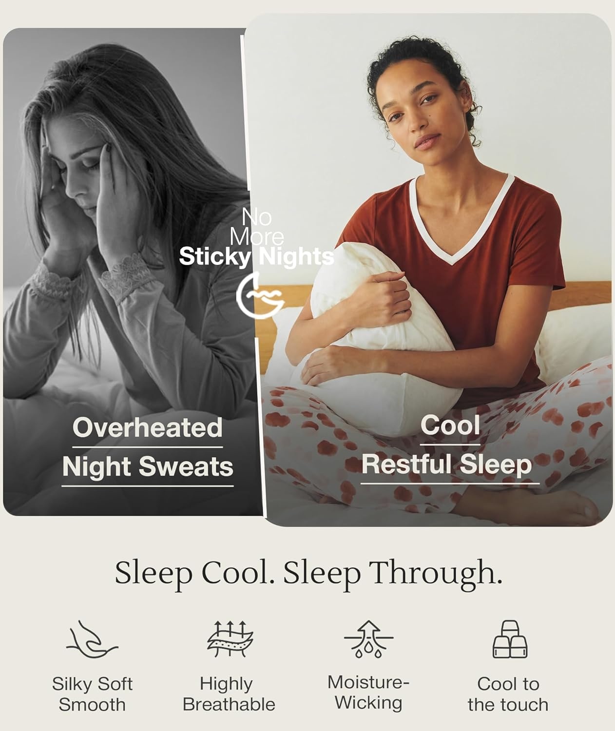 image:imageGYS Womens Bamboo Viscose Pajama Sets Cooling Short Sleeve Sleepwear for Hot Sleepers Silky Soft Summer Vneck Lounge PjsBrick Red